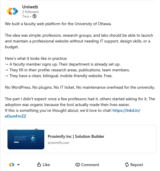 Screenshot of a LinkedIn Post